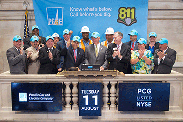 PG&E and Common Ground Alliance Ring Closing Bell at the New York Stock Exchange on National 811 Day