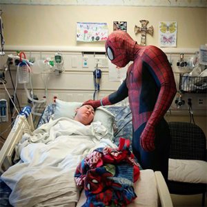 Photo by Heart of a Hero shows Spider man with Christian, who was 11 years old. Shortly after a bond was made, Christian passed.