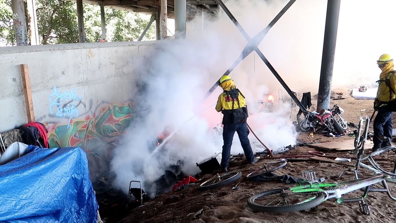 Video: Firefighters Knockdown Homeless Encampment Fire in Antioch