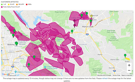 Contra Costa County Overnight Power Outage Map East County Today